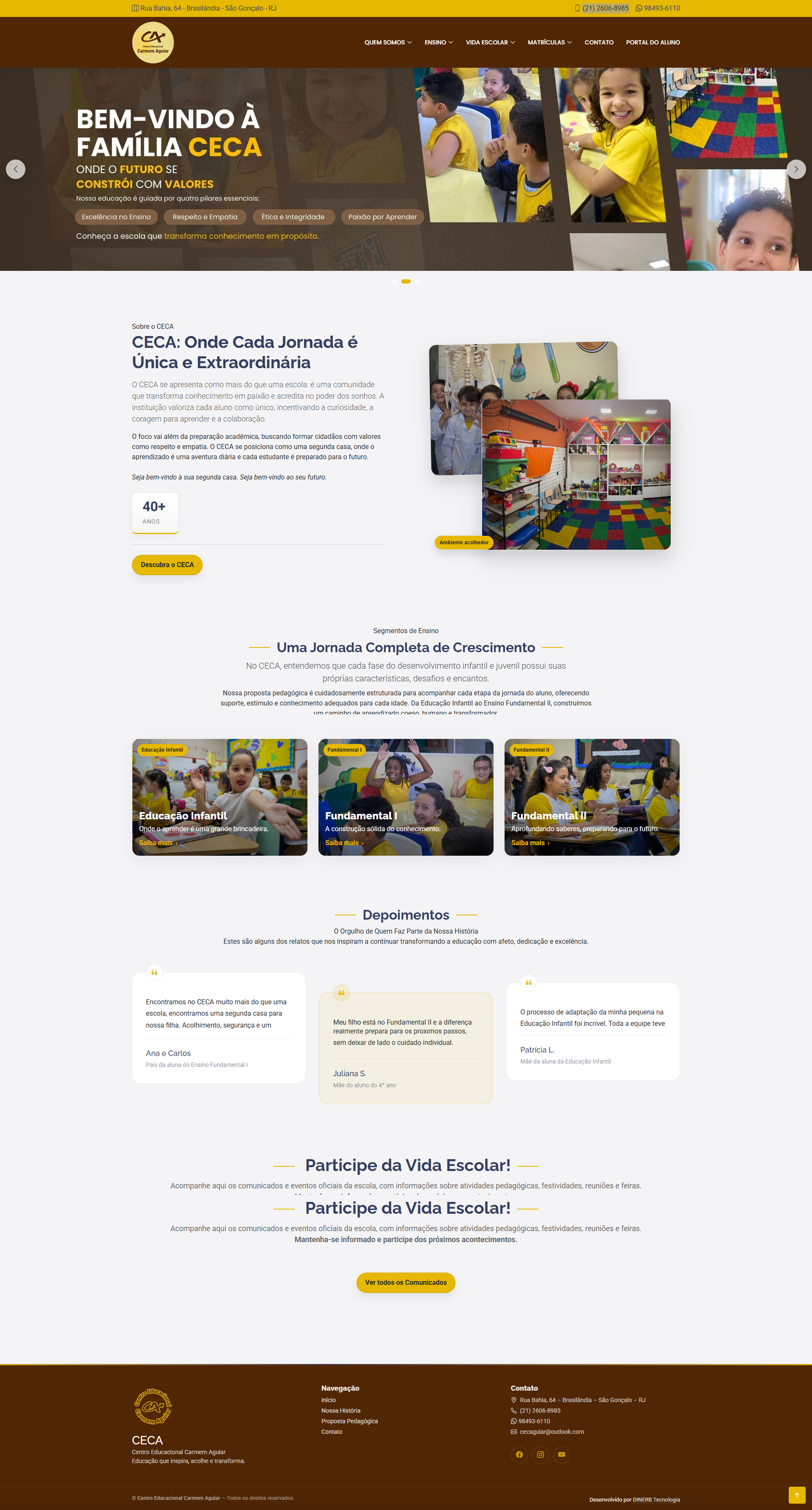 Website Institucional - Centro Educacional Carmem Aguiar