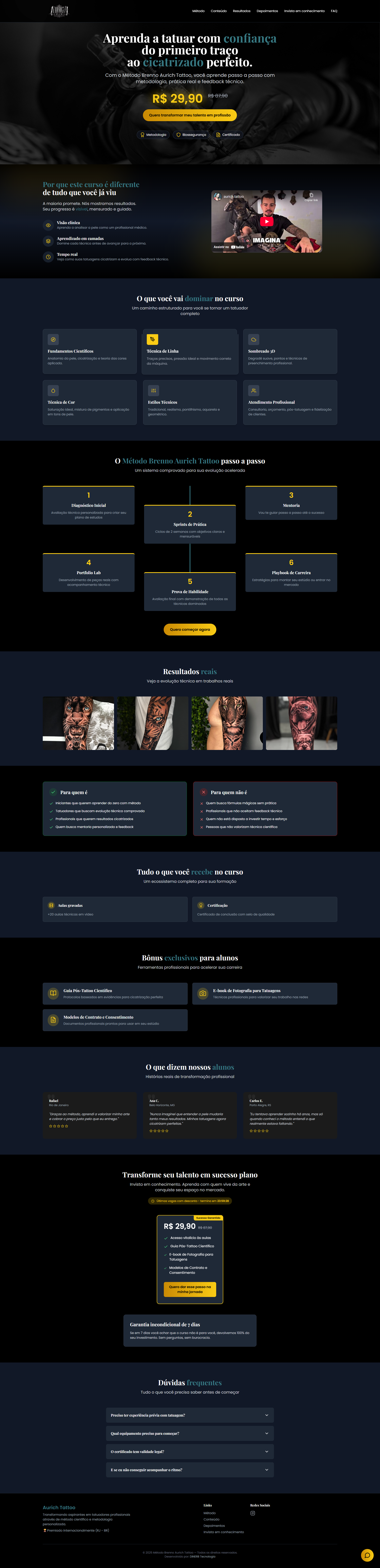 Landing Page de Vendas - Curso Profissional de Tatuagem Brenno Aurich